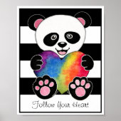 Niedliche Aquarellpanda mit Regenbogenherz Poster (Vorne)