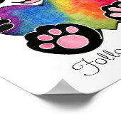 Niedliche Aquarellpanda mit Regenbogenherz Poster (Ecke)