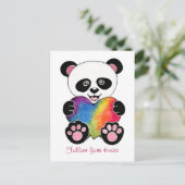 Niedliche Aquarellpanda mit Regenbogenherz Postkarte (Stehend Vorderseite)
