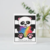 Niedliche Aquarellpanda mit Regenbogenherz Postkarte (Stehend Vorderseite)