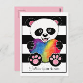 Niedliche Aquarellpanda mit Regenbogenherz Postkarte (Vorne/Hinten)