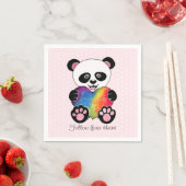 Niedliche Aquarellpanda mit Regenbogenherz Serviette (Beispiel)