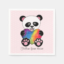 Niedliche Aquarellpanda mit Regenbogenherz