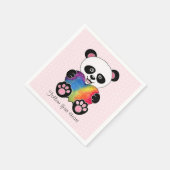 Niedliche Aquarellpanda mit Regenbogenherz Serviette (Ecke)