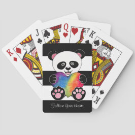 Niedliche Aquarellpanda mit Regenbogenherz Spielkarten