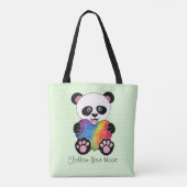 Niedliche Aquarellpanda mit Regenbogenherz Tasche (Rückseite)