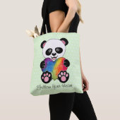 Niedliche Aquarellpanda mit Regenbogenherz Tasche (Von Nahem)