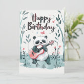 Niedliche Aquarellpanda zum Gitarrenspielen Geburt Feiertagskarte (Stehend Vorderseite)