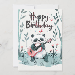 Niedliche Aquarellpanda zum Gitarrenspielen Geburt Feiertagskarte
