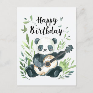 Niedliche Aquarellpanda zum Gitarrenspielen Geburt Postkarte