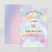 Niedliche Aquarellpastellfarben Unicorns Rainbow G Einladung (Vorne/Hinten)