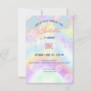 Niedliche Aquarellpastellfarben Unicorns Rainbow G Einladung