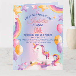 Niedliche Aquarellpastellfarben Unicorns Rainbow G Karte