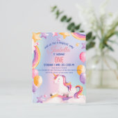 Niedliche Aquarellpastellfarben Unicorns Rainbow G Postkarte (Stehend Vorderseite)