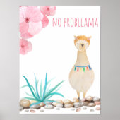 Niedliche Aquarellpastete No Probllama Llama Kinde Poster (Vorne)