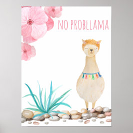 Niedliche Aquarellpastete No Probllama Llama Kinde Poster