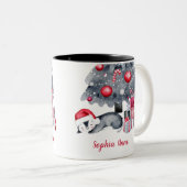 Niedliche Aquarellpinguin Zwei Tone Weihnachtsfeie Zweifarbige Tasse (VorderseiteRechts)
