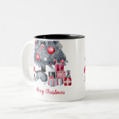 Niedliche Aquarellpinguin Zwei Tone Weihnachtsfeie Zweifarbige Tasse (Vorderseite Links)