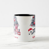 Niedliche Aquarellpinguin Zwei Tone Weihnachtsfeie Zweifarbige Tasse (Mittel)
