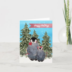 Niedliche Aquarellpinguine Weihnachten