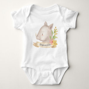 Niedliche Aquarellsafari Rhinoceros Baby Strampler