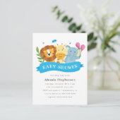 Niedliche Aquarellsafari Tiere Kinderdusche Einladungspostkarte (Stehend Vorderseite)