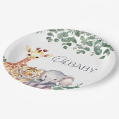 Niedliche Aquarellsafari-Tiere Kinderdusche Pappteller (Schrägansicht)