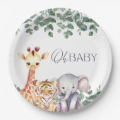 Niedliche Aquarellsafari-Tiere Kinderdusche Pappteller (Vorderseite)