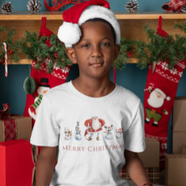 Niedliche Aquarellsanta & Snowmen Weihnachten T-Shirt