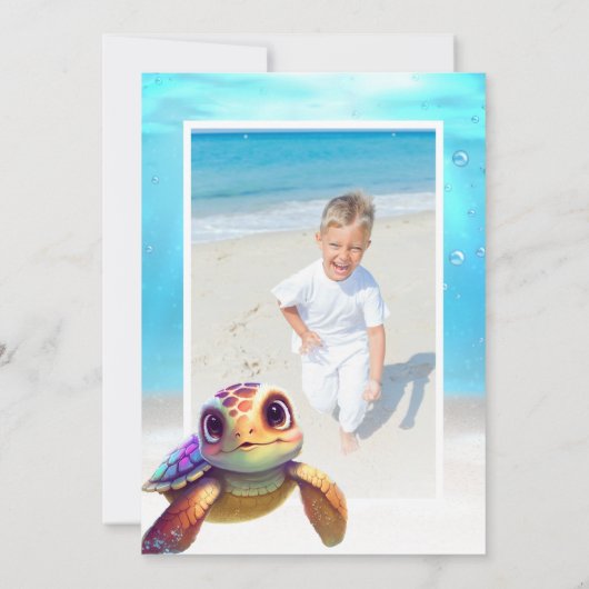 Niedliche Aquarellschildkröte Geburtstag Foto Dankeskarte (Rückseite)