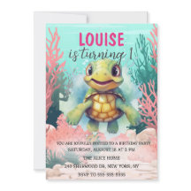 Niedliche Aquarellschildkröte unter dem Meer Gebur