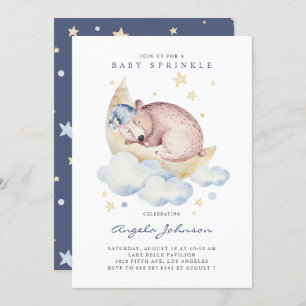 Niedliche Aquarellschläfer Baby Bear Baby Sprinkle Einladung