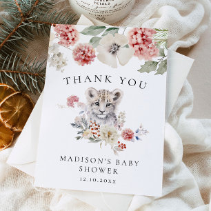 Niedliche Aquarellschneedecke Winterkindusche Dankeskarte