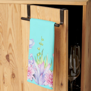 Niedliche Aquarellsikkulturen im Aquamarinen Hinte Geschirrtuch