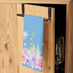 Niedliche Aquarellsikkulturen im blauen Hintergrun Geschirrtuch