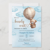 Niedliche Aquarellteddy Bär Heißluftballon Einladung (Vorderseite)
