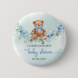 Niedliche Aquarellteddy Bärenblumen Eukalyptus Button