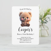 Niedliche Aquarellteddy trägt 1. Geburtstag (Stehend Vorderseite)