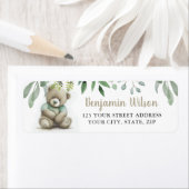 Niedliche Aquarellteddybären Grüne Blätter Foliage (Insitu)