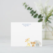 Niedliche Aquarelltiere aus dem Kinderzimmer flach Dankeskarte (Stehend Vorderseite)