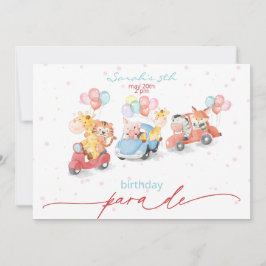 Niedliche Aquarelltiere Geburtstagsparade Einladung