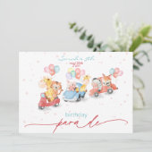 Niedliche Aquarelltiere Geburtstagsparade Einladung (Stehend Vorderseite)