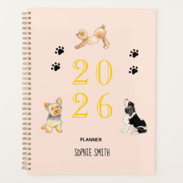 Niedliche Aquarelltiere Hunde 2026 Ernennung Planer