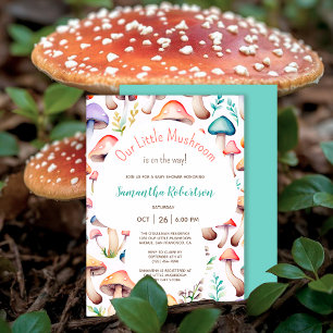 Niedliche Aquarelltuch-Mushroom Woodland Kinderdus Einladung