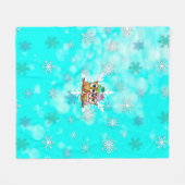 Niedliche Aquarelluchten und Schneeflocken Aquamar Fleecedecke (Vorderseite (Horizontal))
