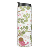 Niedliche Aquarellvögel und Rosa Florals Thermosbecher (Nach rechts gedreht)