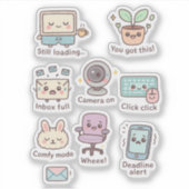 Niedliche Arbeit aus dem Zuhause Vibes Sticker Pac (Vorderseite)