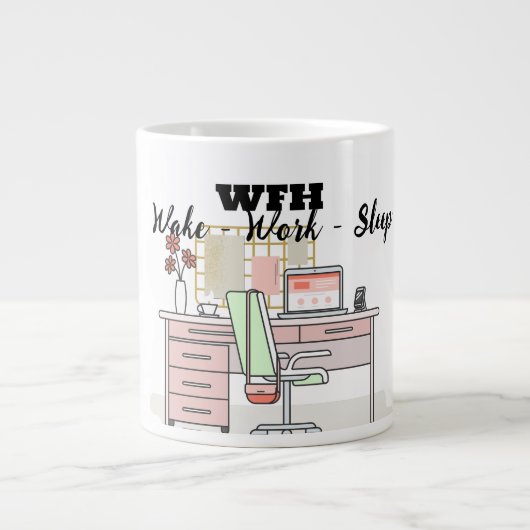 Niedliche Arbeit von Zuhause Remote Worker Coffee Jumbo-Tasse (Vorderseite)