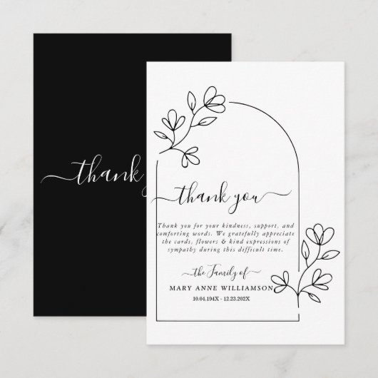 Niedliche Arch Text Script Beerdigung Danke Karte (Vorne/Hinten)