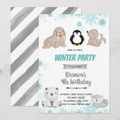 Niedliche arktische Geburtstagseinladung Feiertagskarte (Vorne/Hinten)